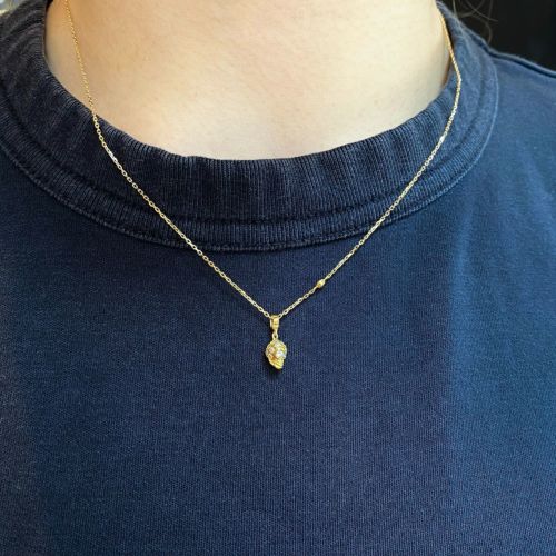 PETITE PAVE SKULL NECKLACE yellow gold Necklace（ネックレス