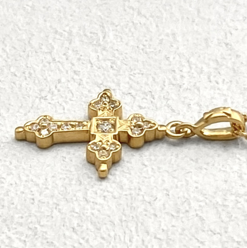 MINI GOTHIC CROSS 18k YELLOW GOLD NECKLACE/DIAMONDS Necklace