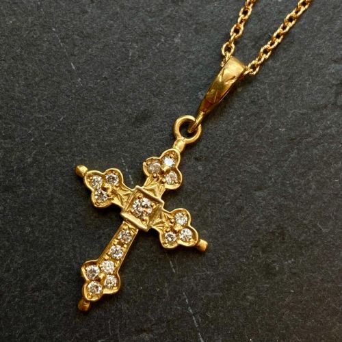MINI GOTHIC CROSS 18K GOLD NECKLACE/DIAMONDS Necklace（ネックレス ...