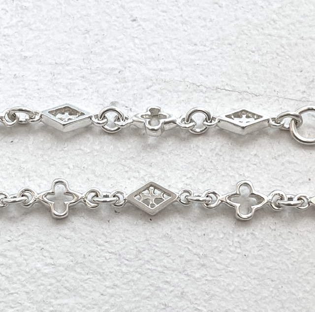 MIXED OPEN GOTHIC DIA LINK ALL SILVER/16inch(40cm) Chain（チェーン