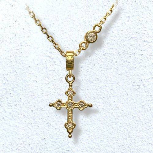 PETITE GOTHIC CROSS NECKLACE yellow gold Necklace（ネックレス