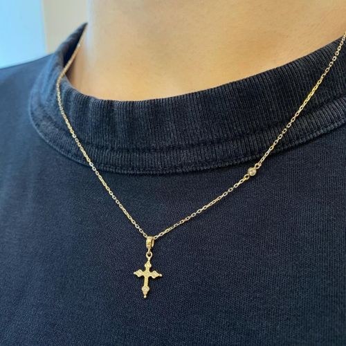 PETITE GOTHIC CROSS NECKLACE yellow gold Necklace（ネックレス 