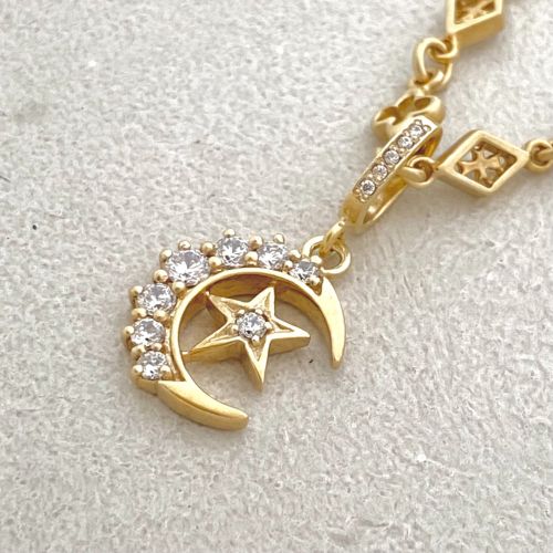 CRESCENT MOON / STAR PENDANT 18k Yellow Gold / DIAMONDS Pendant ...