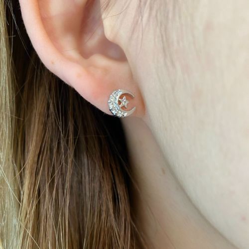 CRESCENT MOON PIERCE (ONE FOR PAIR) pierced earrings（ピアス