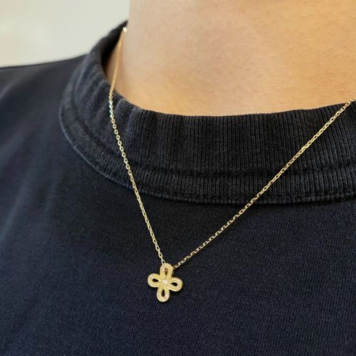 INFINITY FLOWER 18k YELLOW GOLD NECKLACE/DIAMONDS Necklace