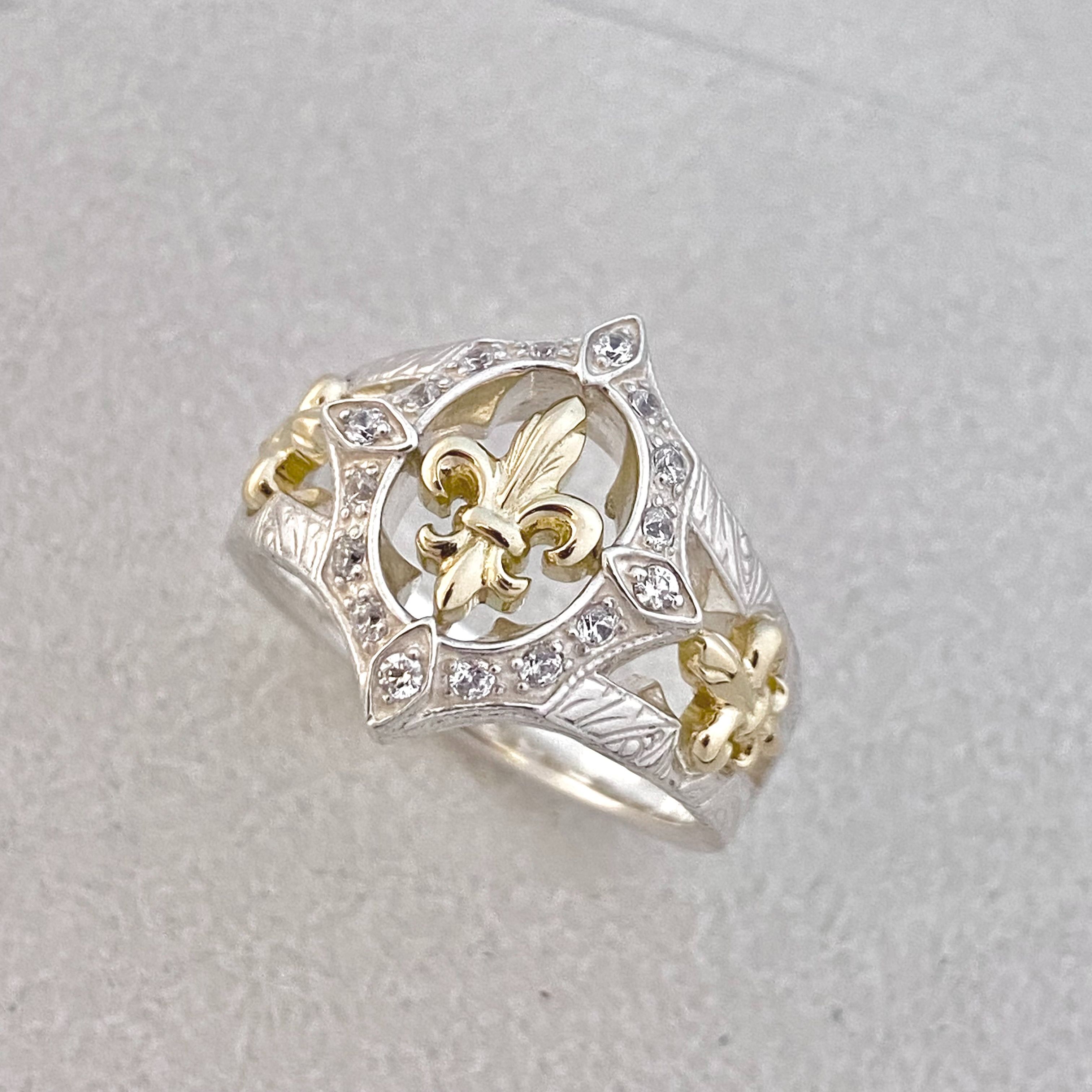 GRAND ROCK YELLOW GOLD FDL and SILVER RING/Zirconia Ring（指輪