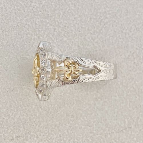 GRAND ROCK YELLOW GOLD FDL and SILVER RING/Zirconia Ring（指輪