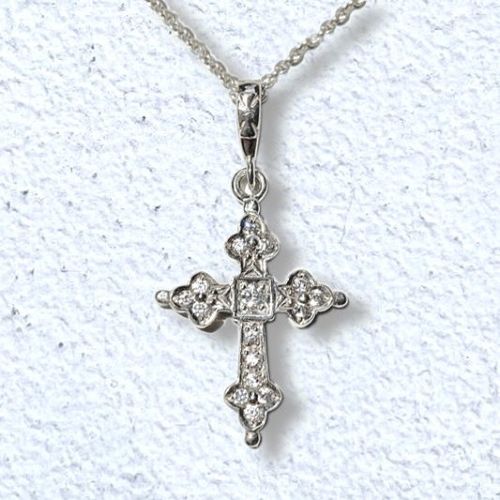MINI GOTHIC CROSS SILVER NECKLACE/ZIRCONIA Necklace（ネックレス 