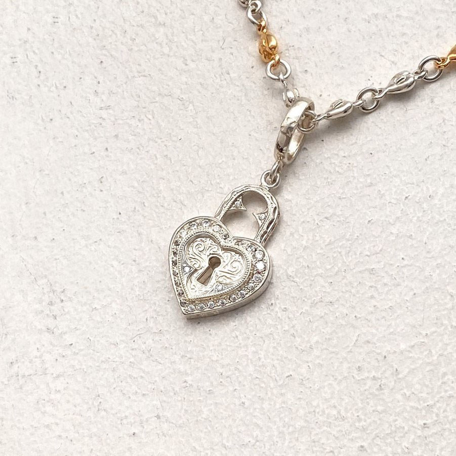 SMALL HEART LOCK ALL SILVER PENDANT Pendant（ペンダント） Loree