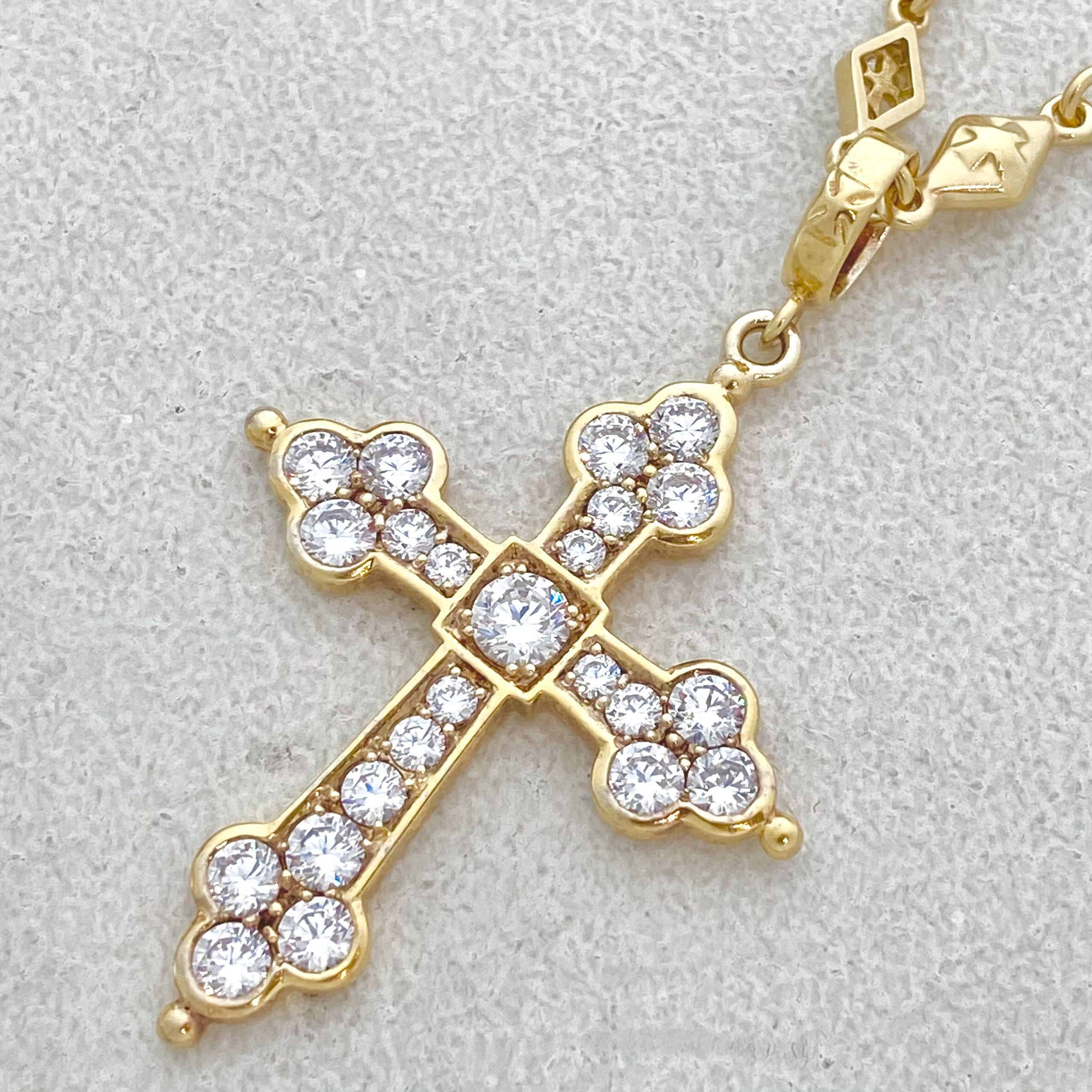 LARGE GOTHIC CROSS PENDANT 18k Yellow Gold / DAIMONDS Pendant